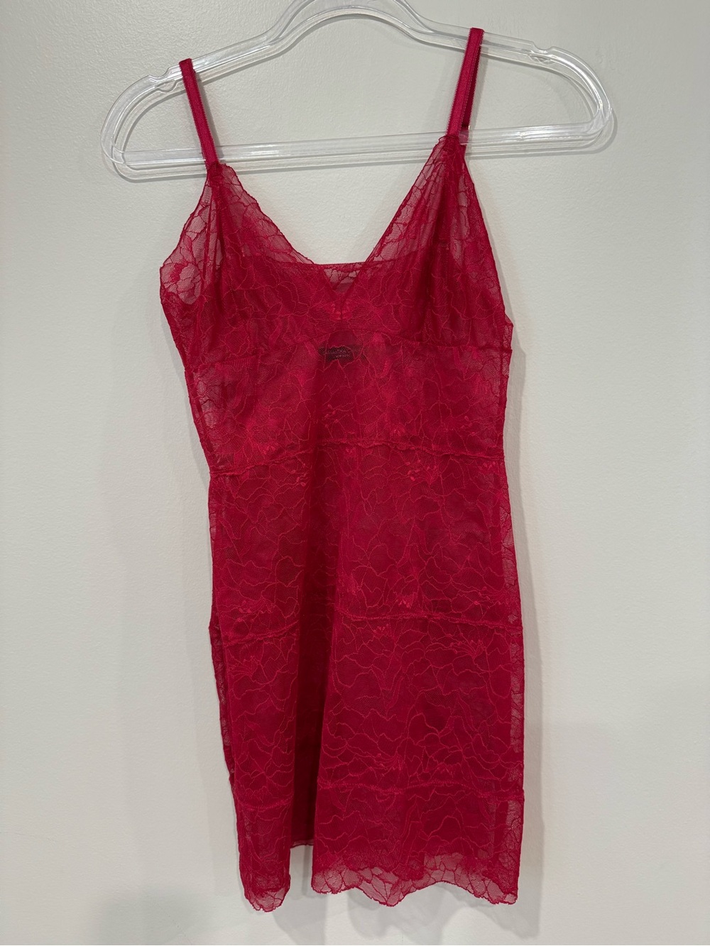 Samantha Chang New York All Lace Amour Red Full Slip Chemise Size S